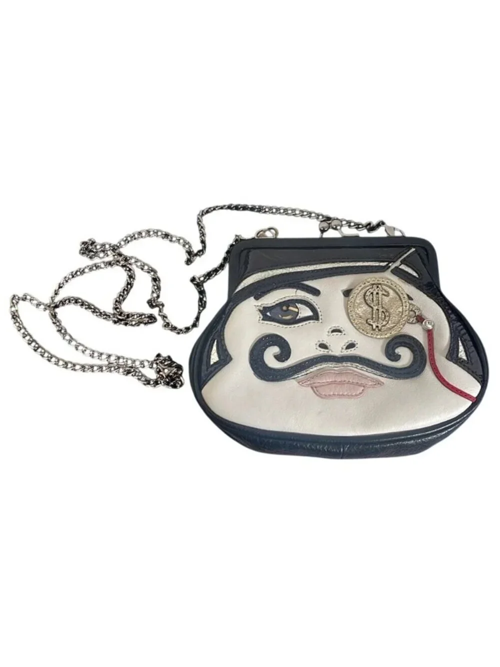 Brighton Rare vintage Retired crossbody Coin Purse Face Design with chain strap